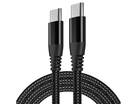 Cable de datos de doble codo tipo c PD 60W cable de datos de carga rápida C a C cable de carga trenzado de nailon macho a macho- 1M,A