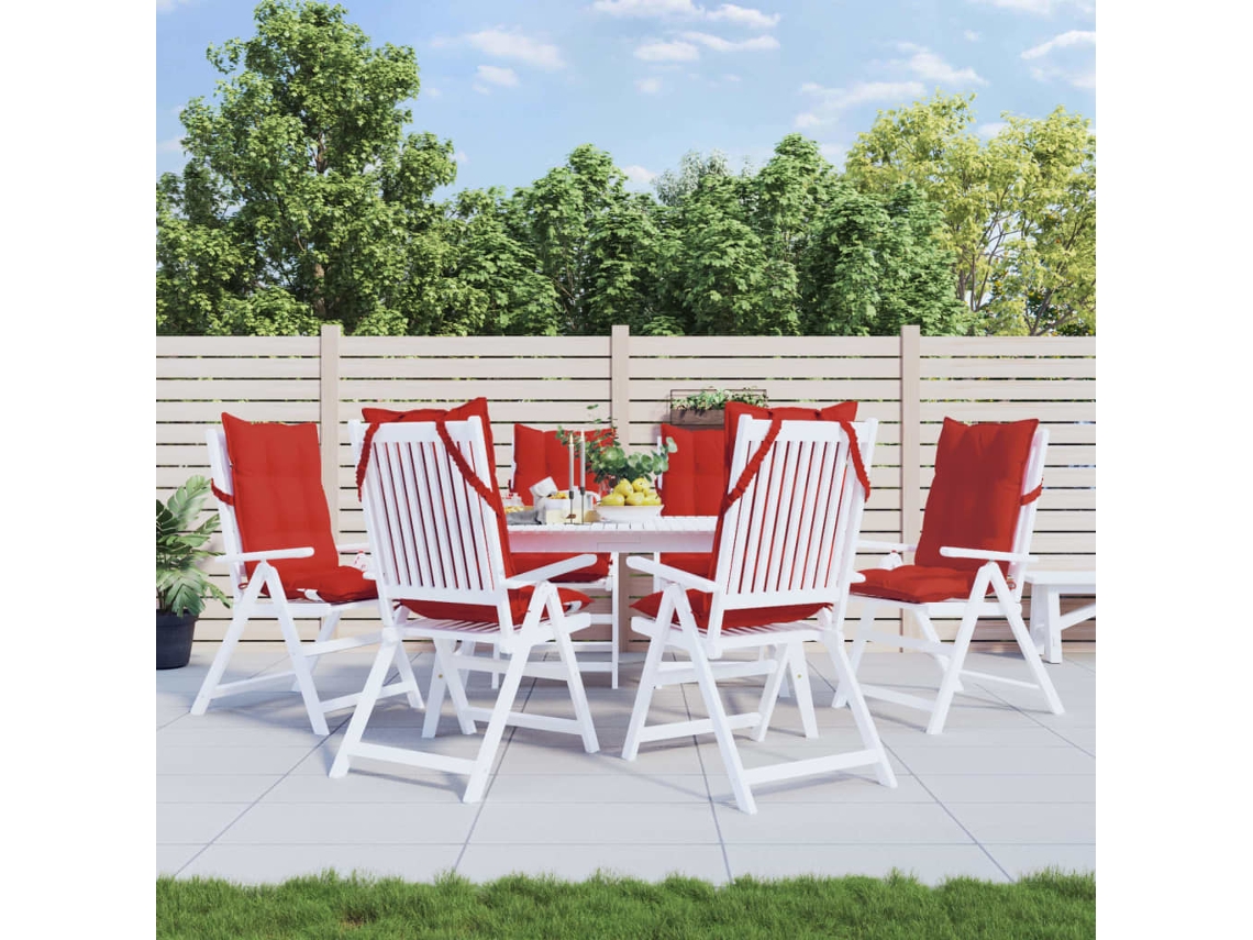 Cojines De Silla Con Respaldo Alto 6 Uds Tela Oxford Rojo