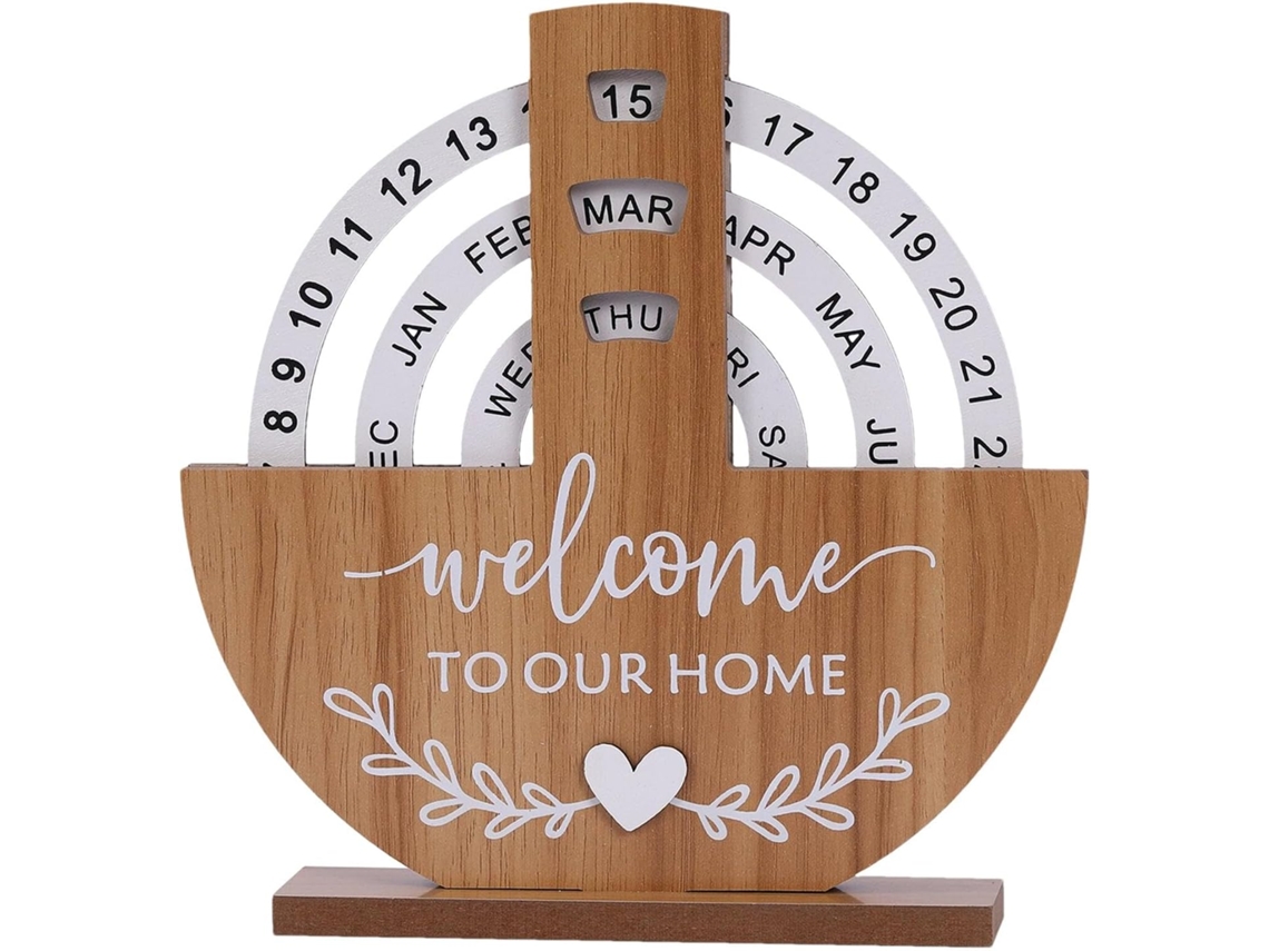 Calendário De Mesa De Madeira, Rotativo Perpétuel, Manual, De Escritório Rústico, Ideal Para Criar Um Espaço