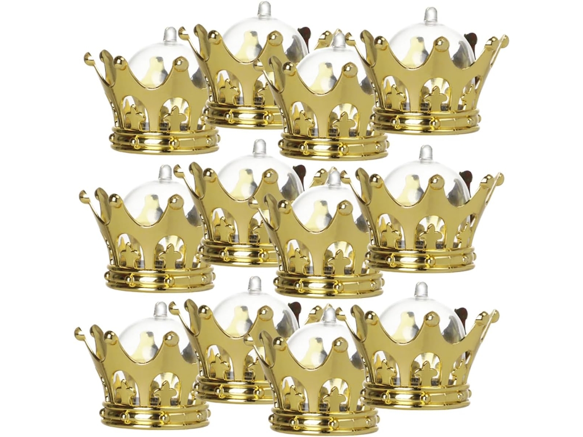 Juego de 12 cajas de dulces doradas, recargables, decorativas para fiestas, bodas, cumpleaños y centros de mesa.