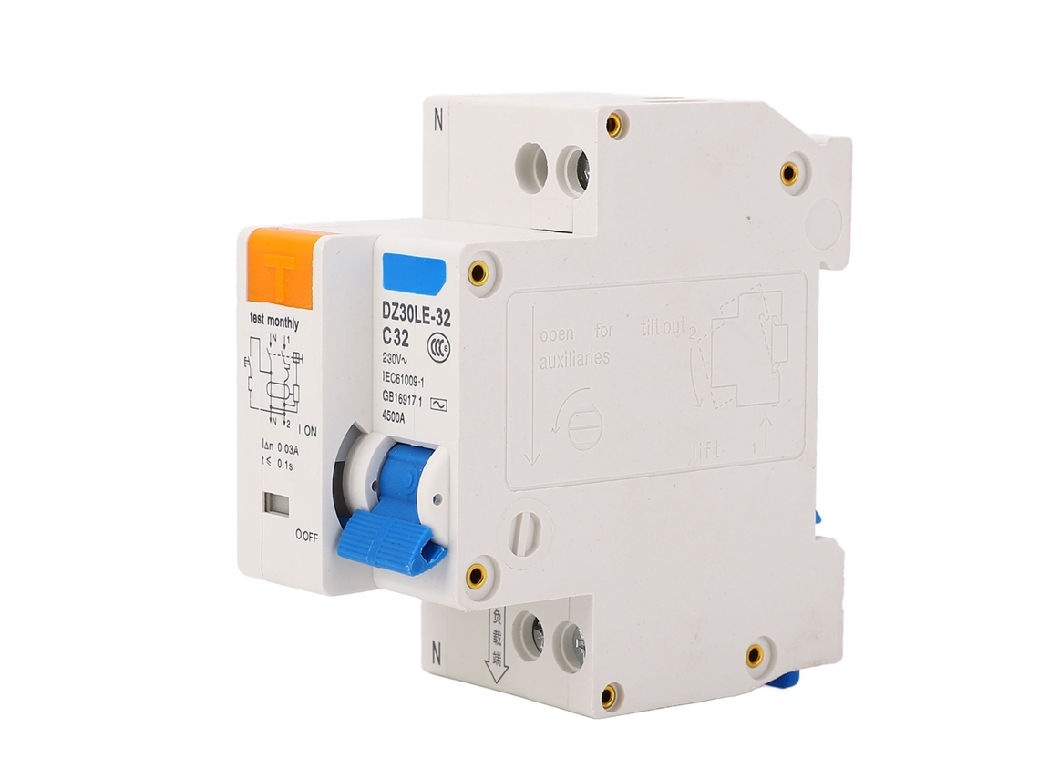 Disyuntor Miniatura De Rail Con Protección Contra Sobrecarga Y Fuga 1p+n 32a Interruptor Aire Dz30le 32