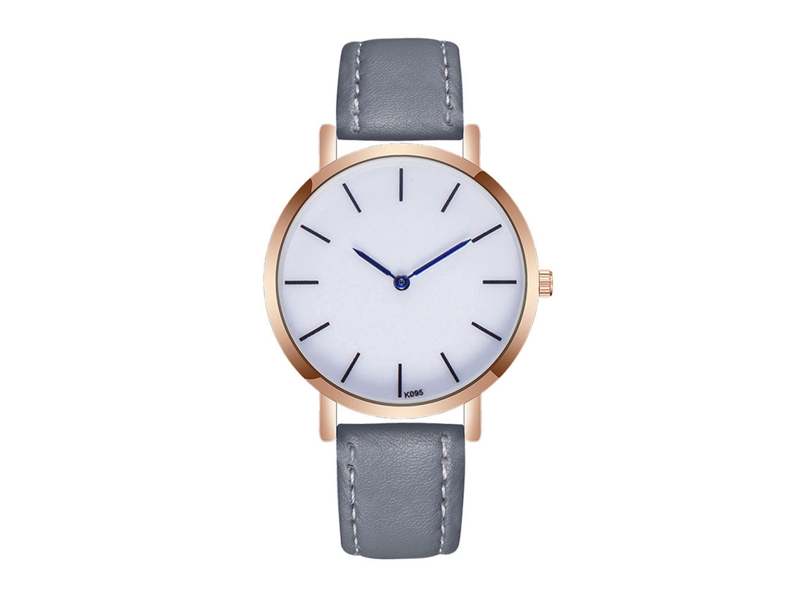 Reloj De Cuarzo Para Hombre Con Correa De Cuero Pu, Dial Escalado Y Puntero Azul, Estilo Fashion (gris)