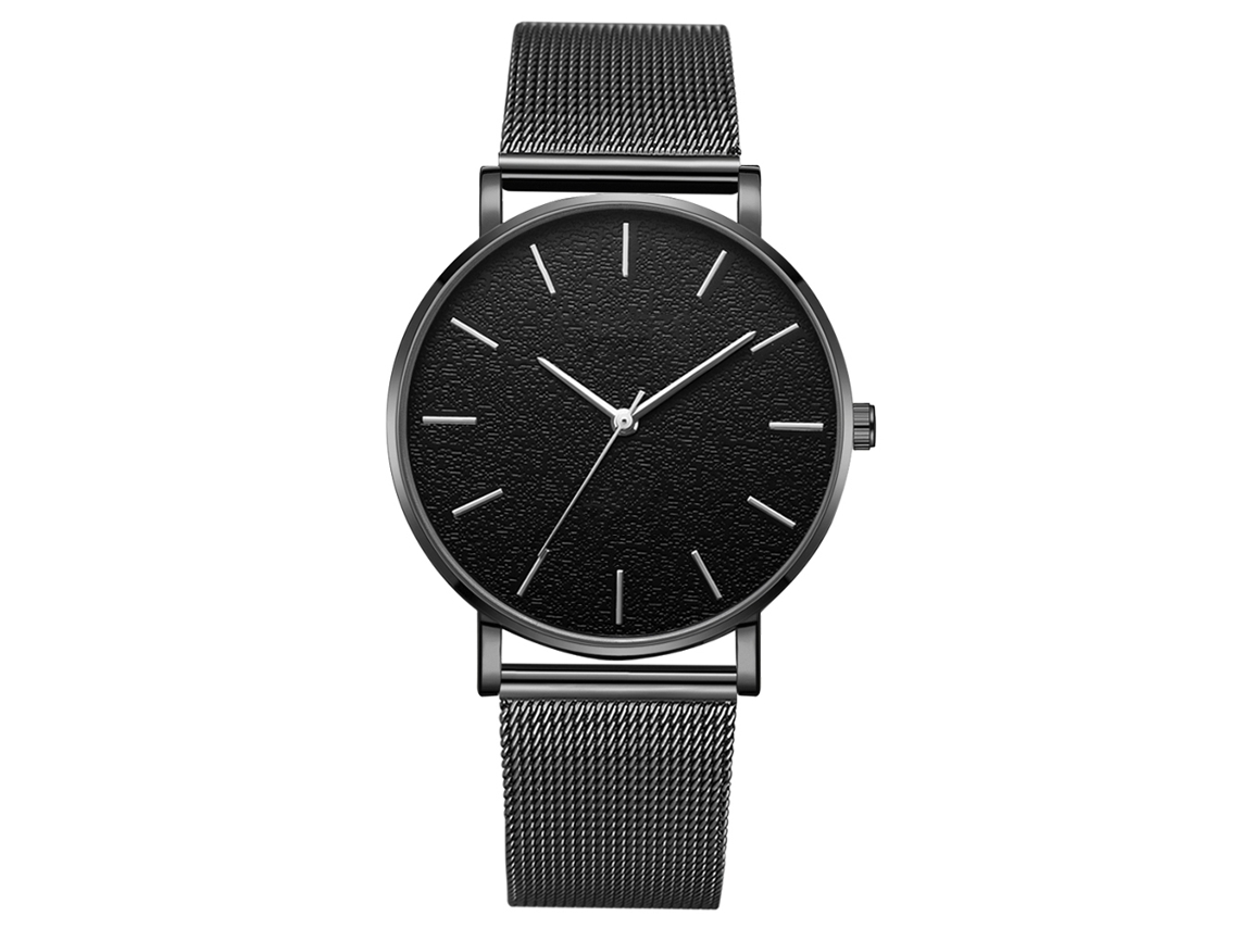 Reloj De Pulsera Zhoulianfa De Piel Sintética Con Esfera Redonda, Movimiento De Cuarzo Analógico, Color Negro, Unisex.