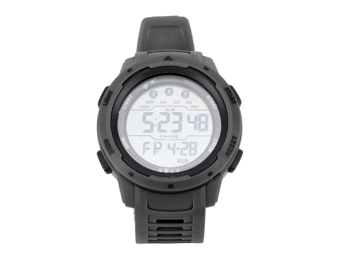 Relógio Digital Esportivo Cronógrafo Com Pulseira De Borracha Para Homem À Prova D'água Outdoor Preto