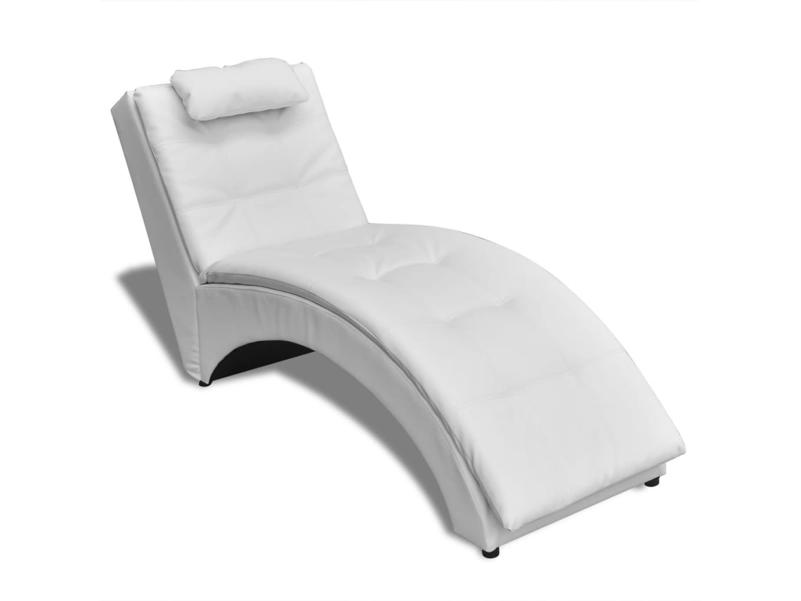 Sofá Chaise Longue con Almofada (Cuero Artificial - Blanco)
