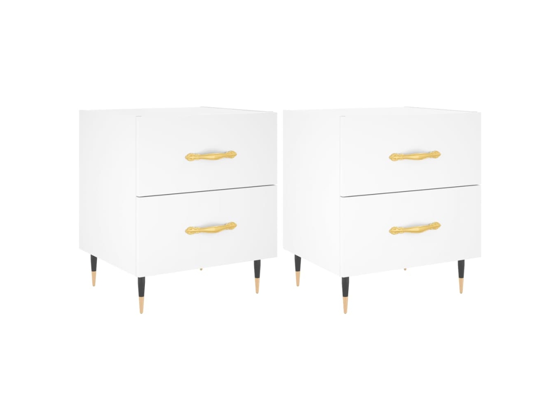 Maison Exclusive - Mesitas De Noche 2 Uds Madera Ingeniería Blanco 40x35x47,5 Cm