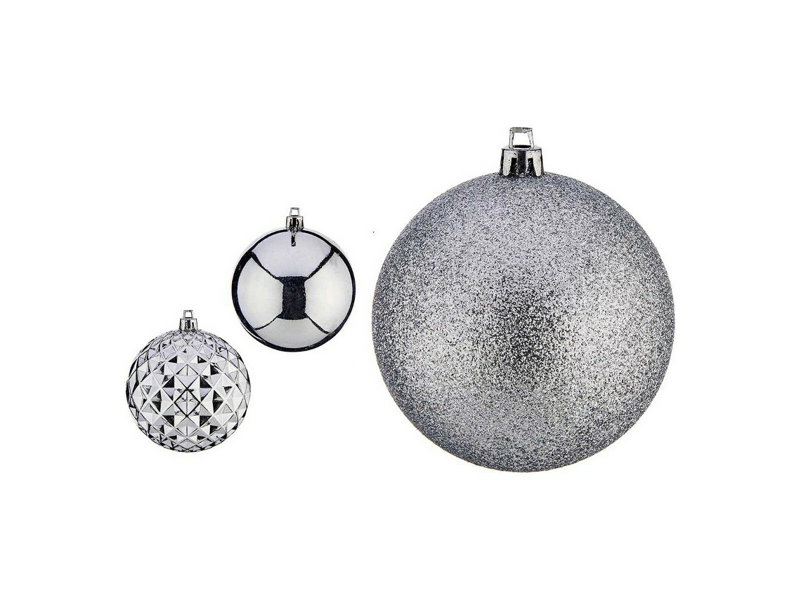 Bolas de Navidad 8 cm 3 Unidades Prateado Pvc