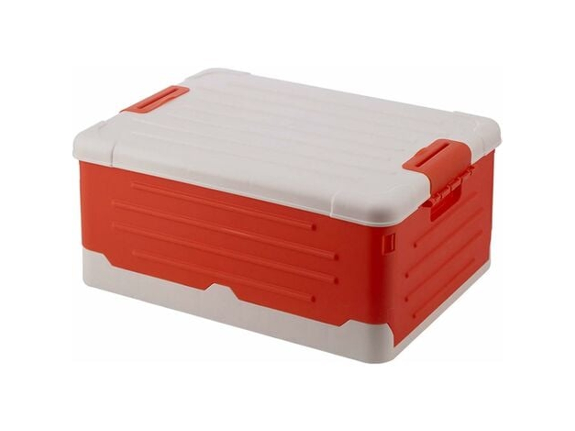 Caja de almacenamiento plegable apilable con tapa, ideal para casa, hotel y viajes. (Naranja)