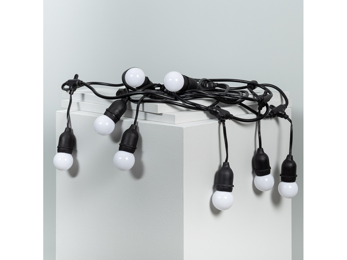 Guirnalda de Luces LEDKIA Waterproof Negro 8 Bombillas Led E27 G45 3W de Colores Blanco (550 cm)