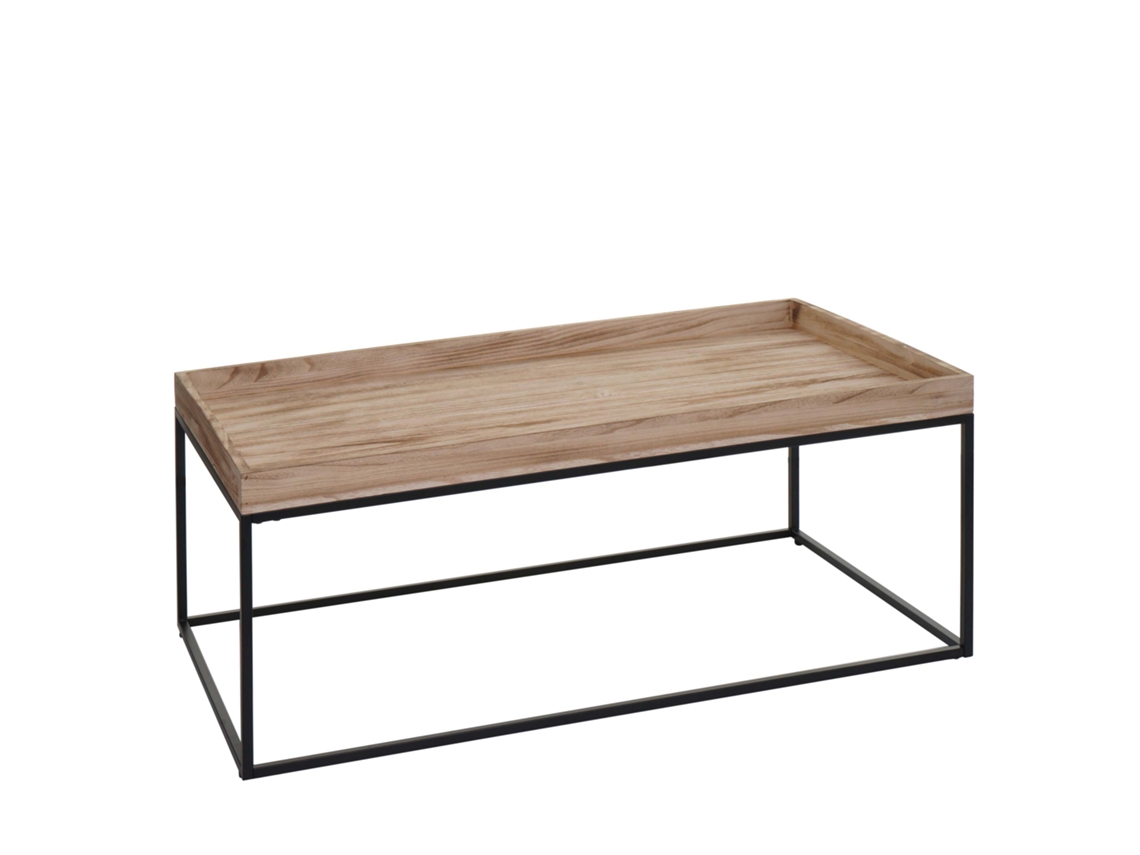 Mesa de centro/auxiliar de madera y metal, 46x110x60 cm, color natural, 04_0008432