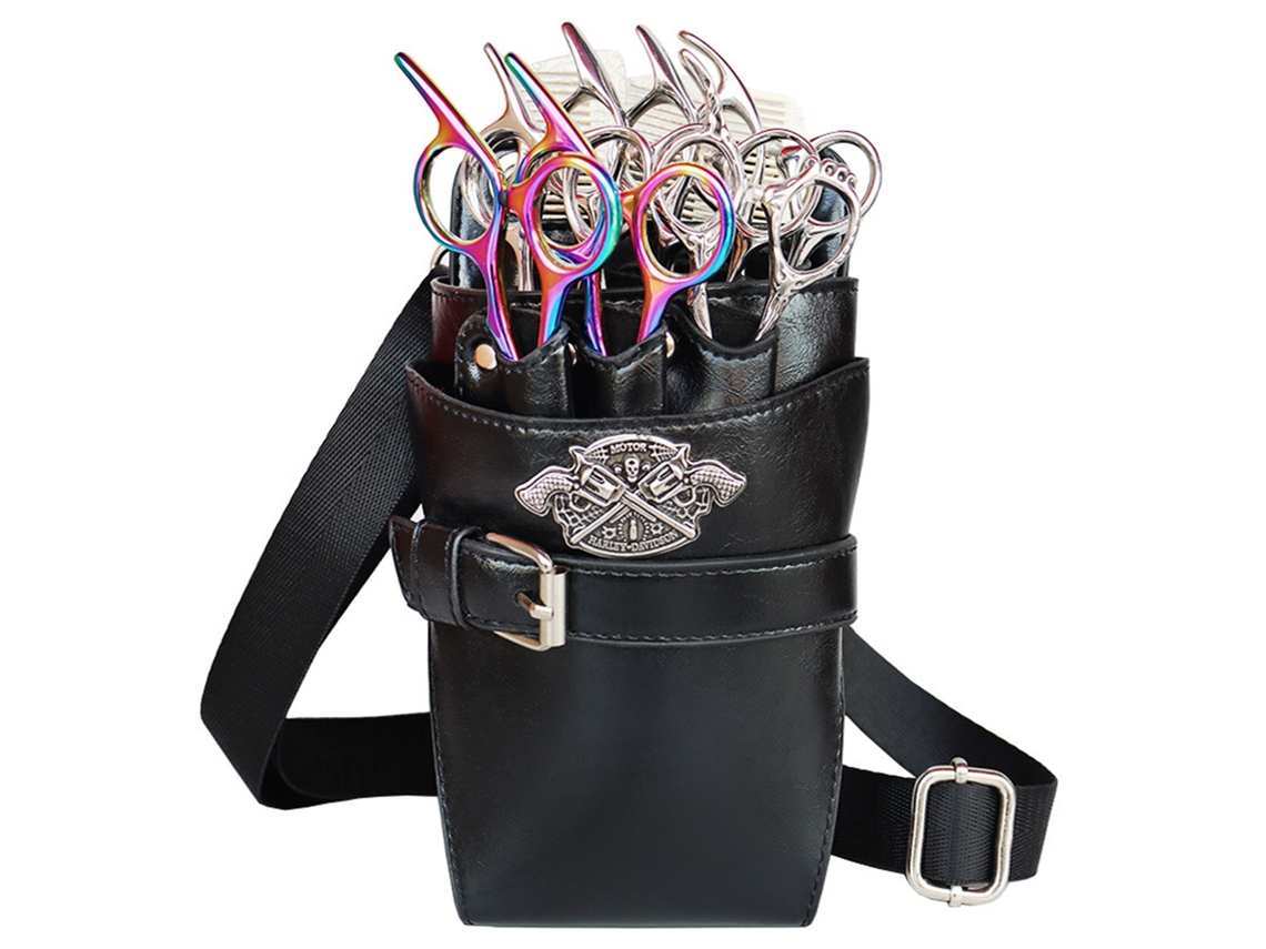 Bolsa De Tijeras Para Peluqueros Bolsa De Cintura Con 7 Ranuras Desmontable Cuero Pu Bolsa Herramientas Para Tijeras Peines Pinzas