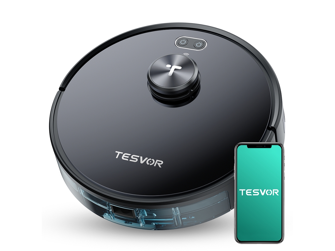 Robot aspirador TESVOR S4 con tecnología avanzada de navegación láser Lidar Aspira y fregona 22000 Pa hasta 120 min con batería