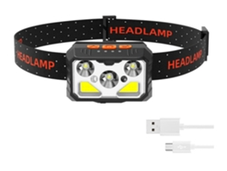 Linterna Faros Usb 6 Modos Sensor Trabajo/reparación/camping Negro