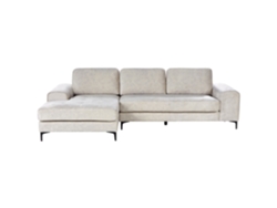 Sofá esquinero Beliani Kiruna en terciopelo crema 290x148x86