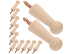 Juego de 4 ganchos de pared estilo Shaker de madera natural para abrigos y sombreros, con cierres emparejados.