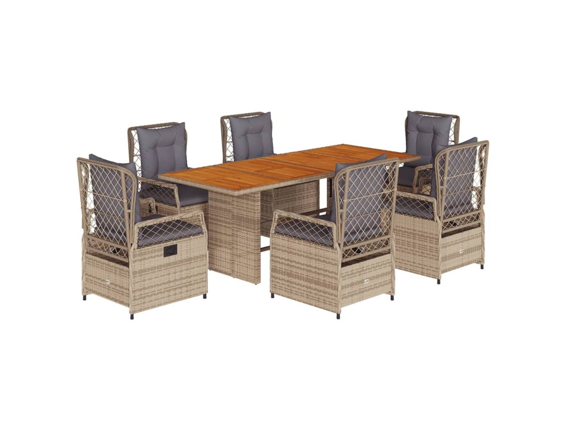 Maison Exclusive - Set Comedor De Jardín 7 Pzas Con Cojines Ratán Sintético Beige