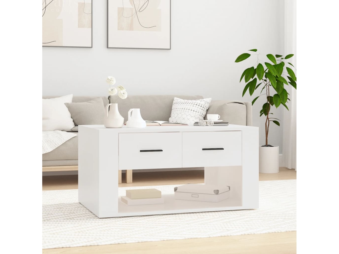 Mesa de Centro de Apoyo 80X50X40 Cm Derivados de Madera Blanco