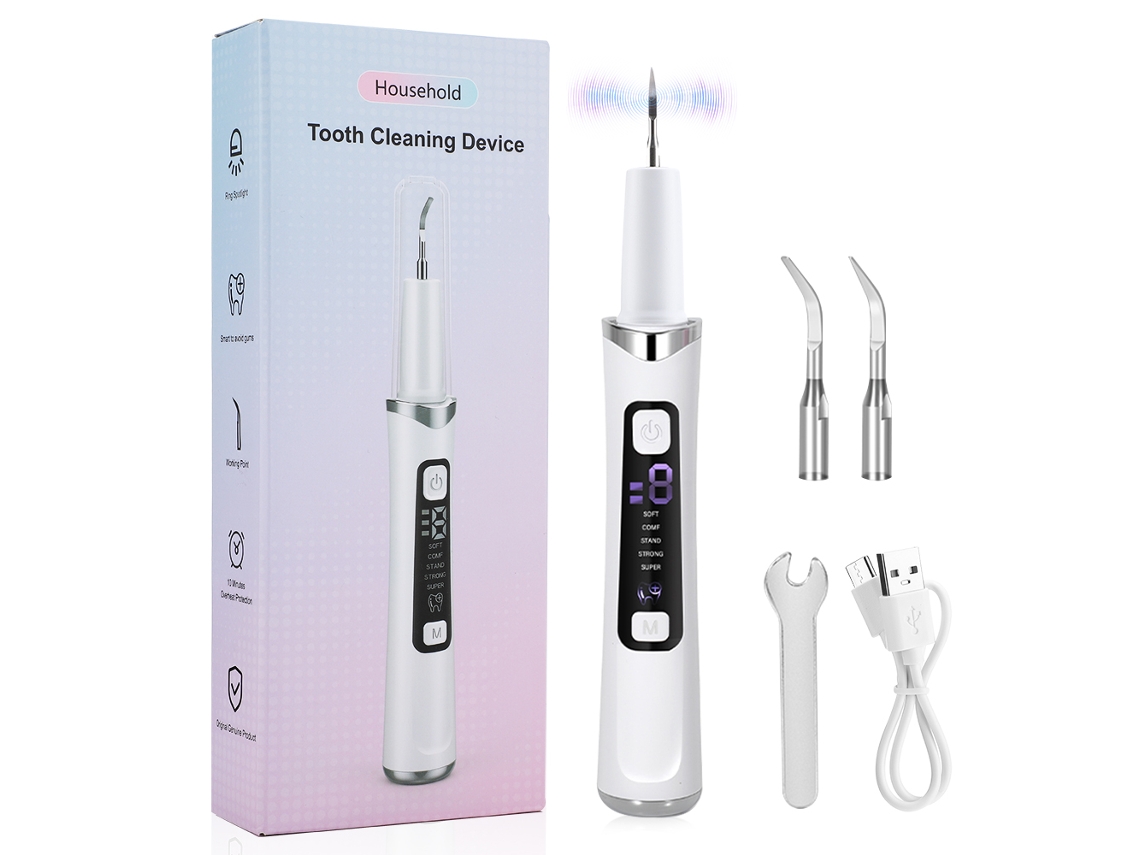 (blanco) Escáner Dental Ultrasónico Eléctrico Con 5 Modos, Eliminación De Cal Y Sarro.