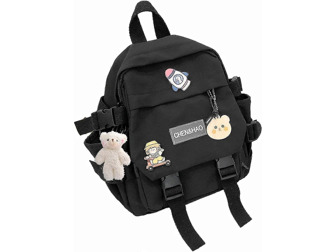 Mochila escolar para niña, impermeable, de nailon, con un bonito colgante de alfiler, minimochila Chennnls
