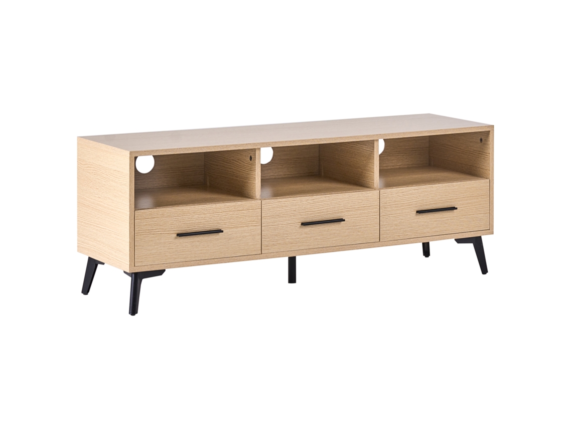 Mueble de TV con iluminación LED, Beliani Kitimat, MDF marrón, 120x35x45