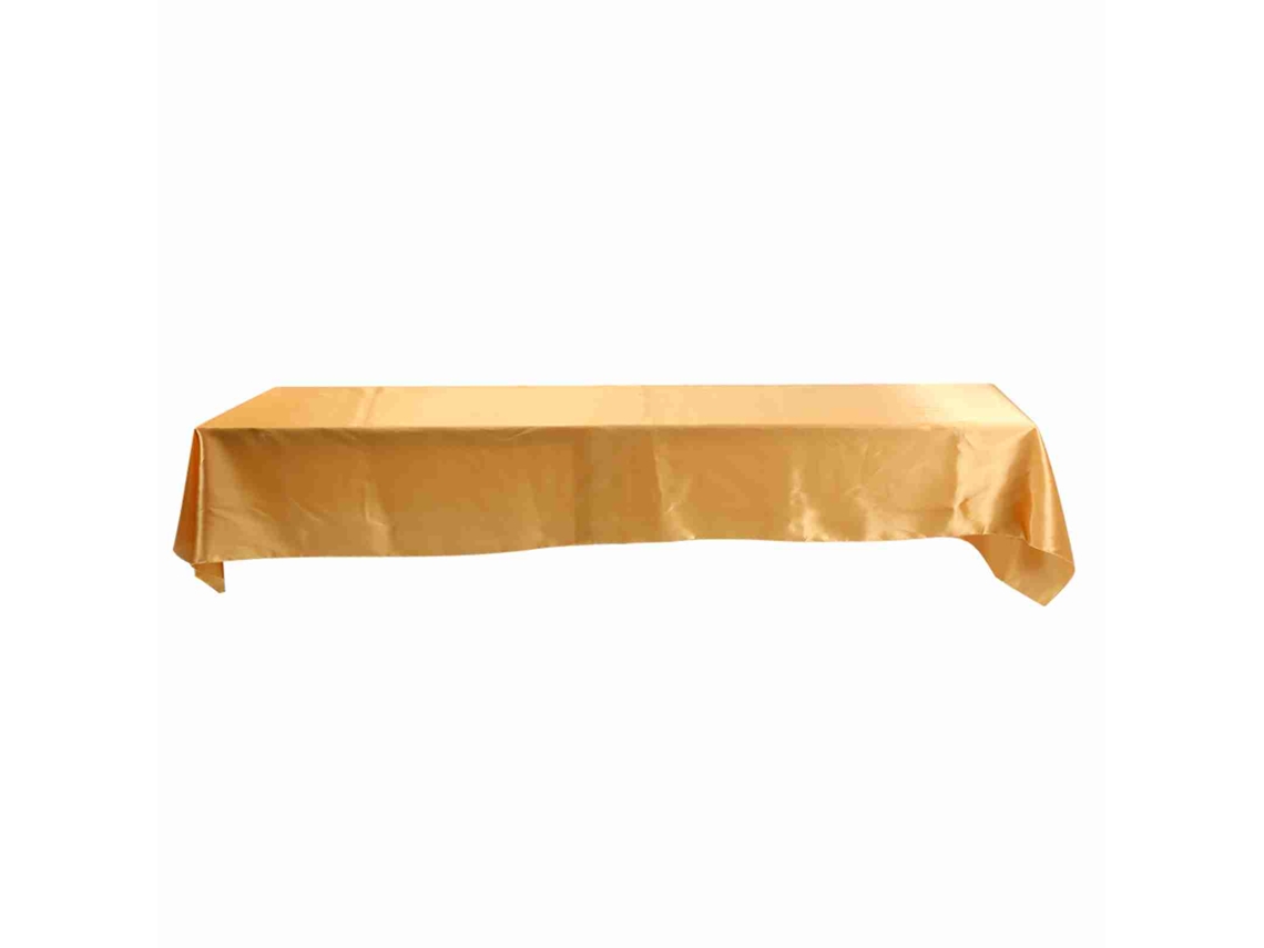 Mantel rectangular antimanchas de 145 x 320 cm para banquetes, bodas y fiestas en dorado.