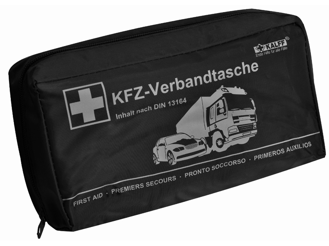 Bolsa de Primeros Auxilios para Vehículos KALFF Compacta Contenido Din 13164 Negra