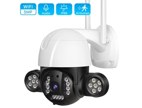 5MP 12PCS Reflectores PTZ Wifi Cámara exterior 3MP AI Alarma de detección humana Cámara PTZ inalámbrica 30M Color Cámara de visión nocturna IP