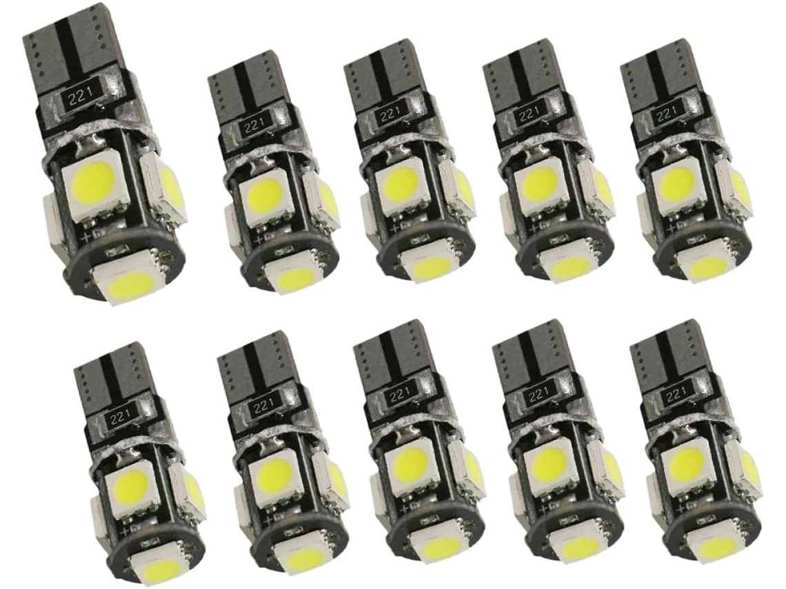 Conjunto De 10 Lâmpadas Led W5w 5050 5smd Para Sistema Can-bus Integrado Em Automóveis.