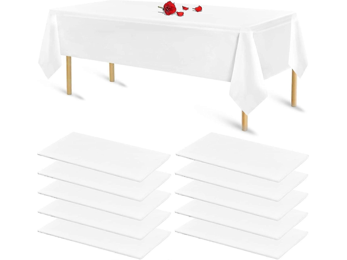 Rebe-set De 10 Manteles Desechables De Plástico Blanco Para Mesas Rectangulares, Ideal Para Cumpleaños, Baby Shower Y Fiestas