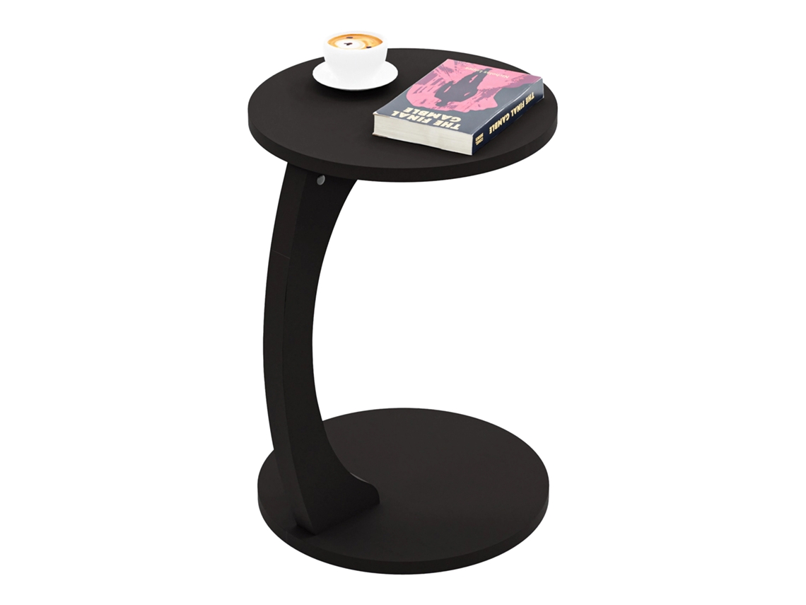 Mesa auxiliar Holeby con 4 ruedas 56 x Ø 38 cm - Negro mate [EN.CASA]