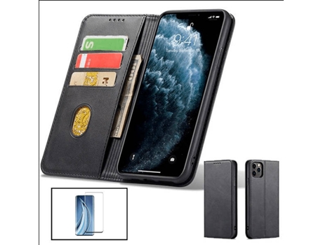 Kit Funda MagneticFlipWallet y Protector de Cristal Templado 5D Full Cover Xiaomi Redmi 10 PHONECARE Negro