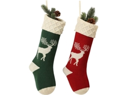 Christmas Media Tejidas Patrón De Reno, Calcetines Tradicionales De Primer Plano Para Decoración Navideña