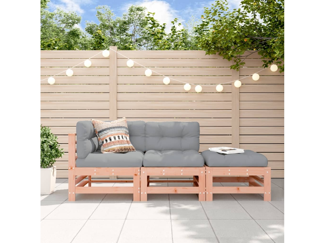 Conjunto de jardín DKD Home Decor con cojines, madera maciza Douglas