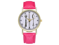 Reloj De Pulsera Unisex Para Parejas Con Cuarzo Y Correa De Piel Sintética Rosa Y Roja.
