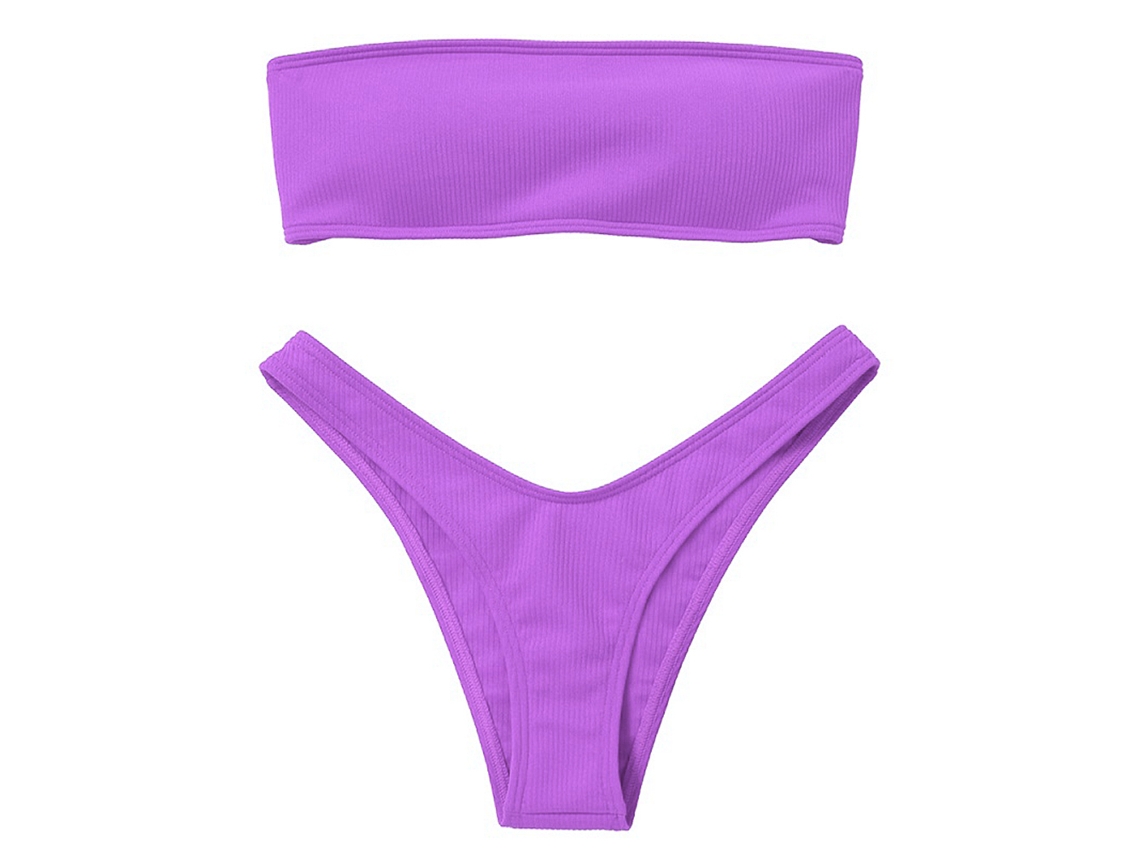 Bikini de playa para mujer, moda de color sólido, espalda abierta, bikini push up, verano