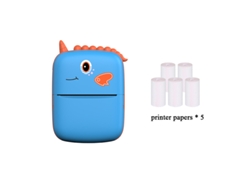 Mini Impresora Portátil Little Dinosaur Azul 5 Rollos De Papel De Impresión SIURN