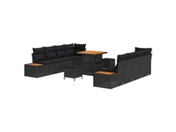 Maison Exclusive - Conjunto De Sofás De Jardín Con Cojín 11 Pcs Negro Poliratán