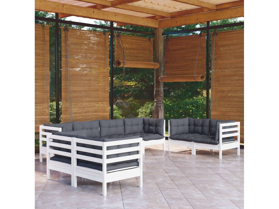Conjunto de muebles de jardín con cojines de pino macizo, Dkd Home Decor