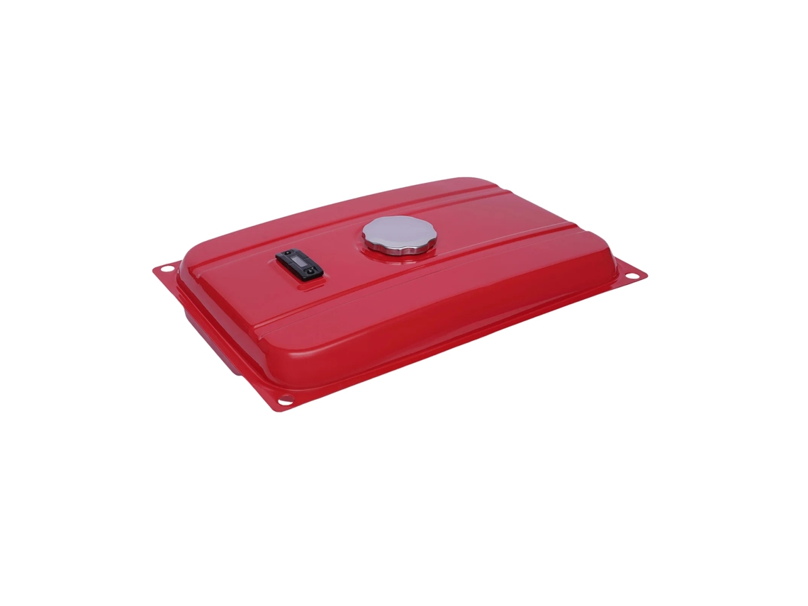 Tanque de combustible de hierro de alta resistencia compatible con generadores monocilíndricos OEM, color rojo.