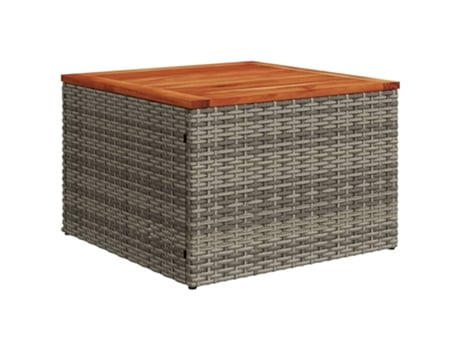 Mesa de jardín de madera de acacia y ratán PE gris VIDAXL (55x55x37 cm)