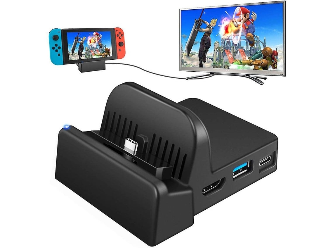 Base de conmutación compacta con conversión de pantalla de un toque y puerto USB 3.0 Negro USHION