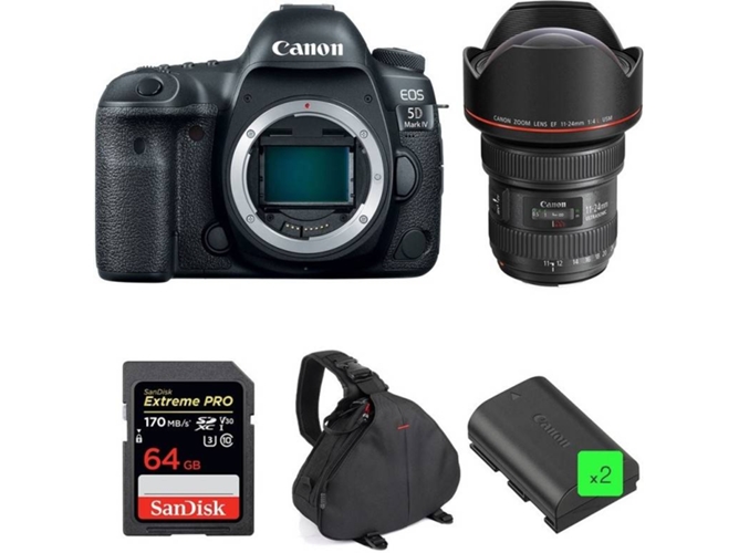Kit Cámara Reflex CANON EOS 5D Mark IV + EF 11-24mm f/4L USM + SanDisk 64GB + 2 LP-E6N + Bolsa