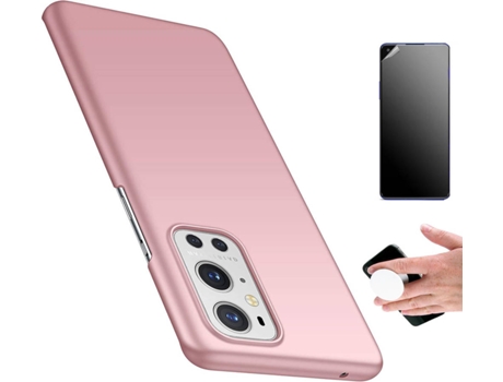 Kit Carcasa Y Protector Oneplus 9 Pro Ultimatte Turtleshelll Rígido Y Popsocket Rosa