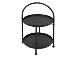 Mesa Auxiliar con Dos Niveles Ø 33x45 cm Metal Negro Plegable Mesa auxiliar con dos niveles Ø 38x55 cm Negra en metal y madera