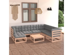 Conjunto de jardín de 8 piezas con cojines de pino macizo DKD Home Decor