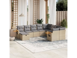 Conjunto de 10 sofás de jardín con cojines de mimbre beige de DKD Home Decor