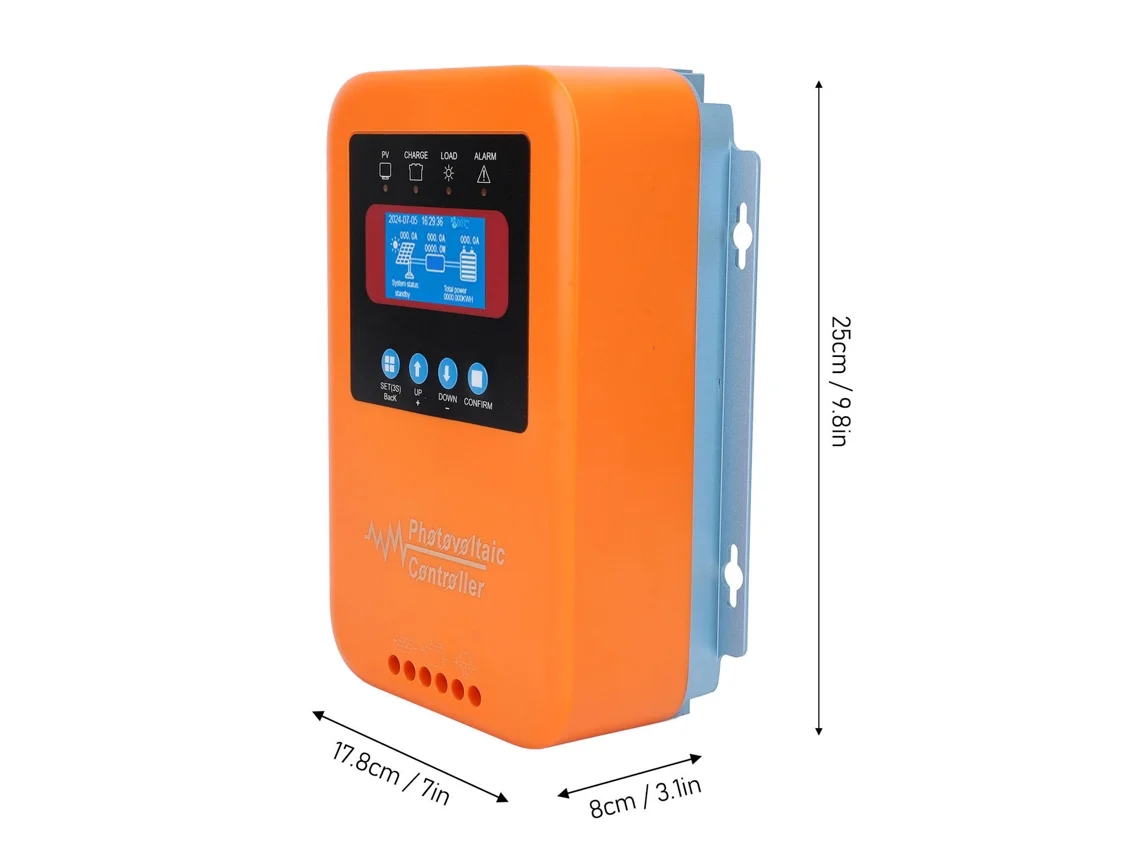 Controlador de carga MPPT para paneles solares de 12 V y 48 V con pantalla LCD