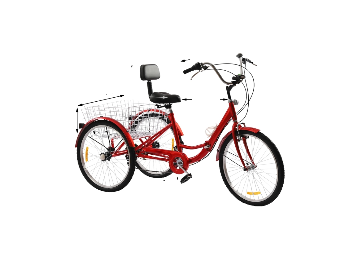 Triciclo para adultos, sistema de cambio de 7 velocidades, altura ajustable, color rojo OEM