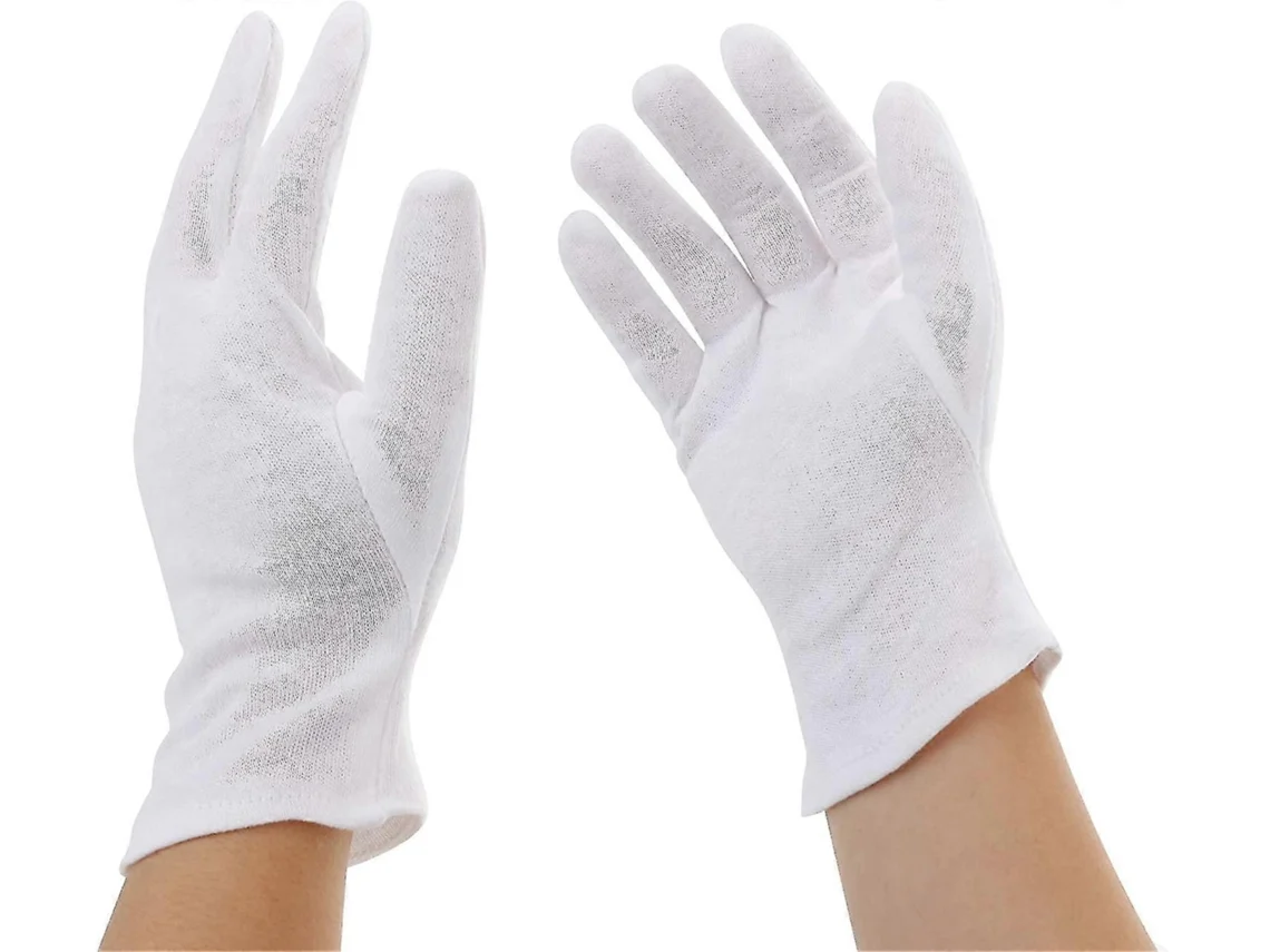 2 pares de guantes de tela de algodón blanco