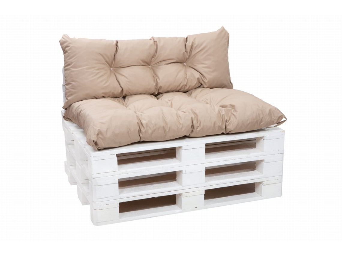 Conjunto cojines para palets Asiento 120x60 y Respaldo 120x40 cm Beige cojines sofá - cojín palet interior-exterior